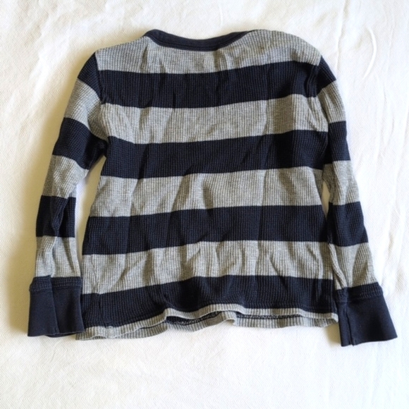 old navy rugby stripe thermal waffle knit long sleeve shirt 3T toddler boys - Picture 4 of 4